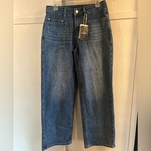 Flamingals Women’s Wide Leg Stretch Jeans Patch Pockets Size Small New NWT